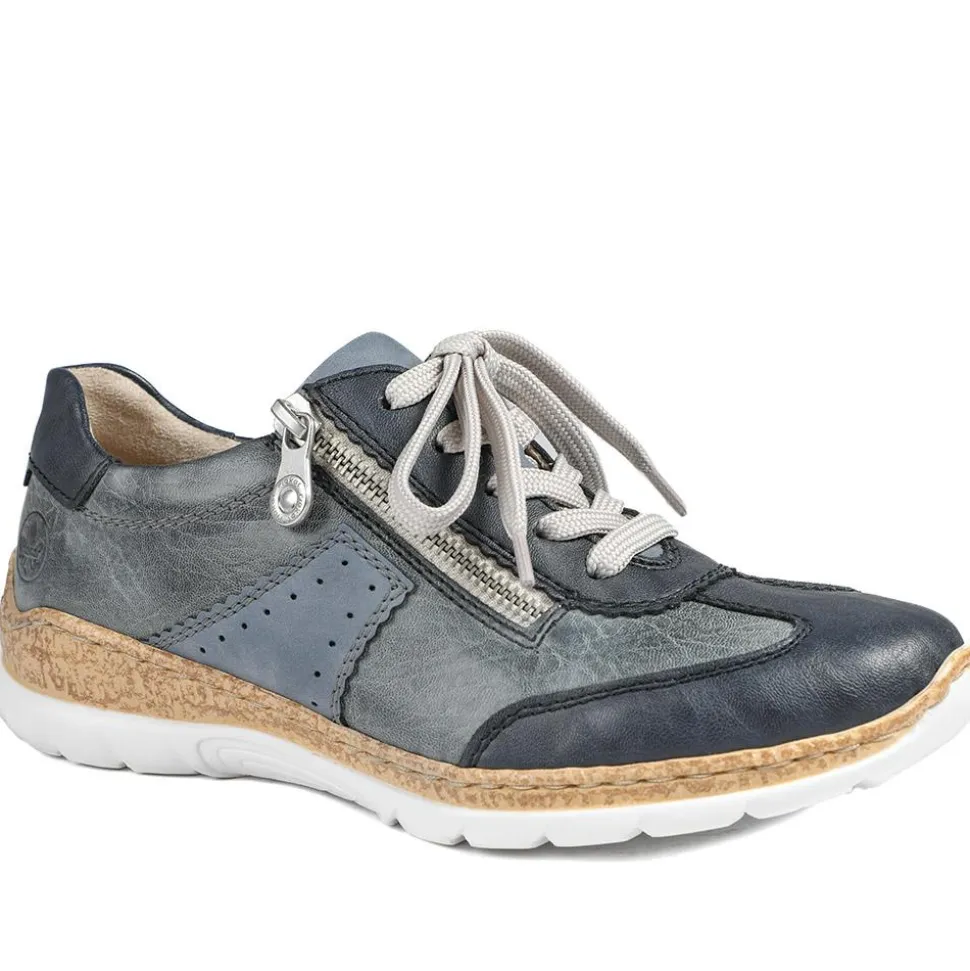 Rieker Memory Foam Zip & Lace Shoes - Navy