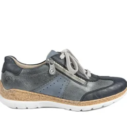 Rieker Memory Foam Zip & Lace Shoes - Navy