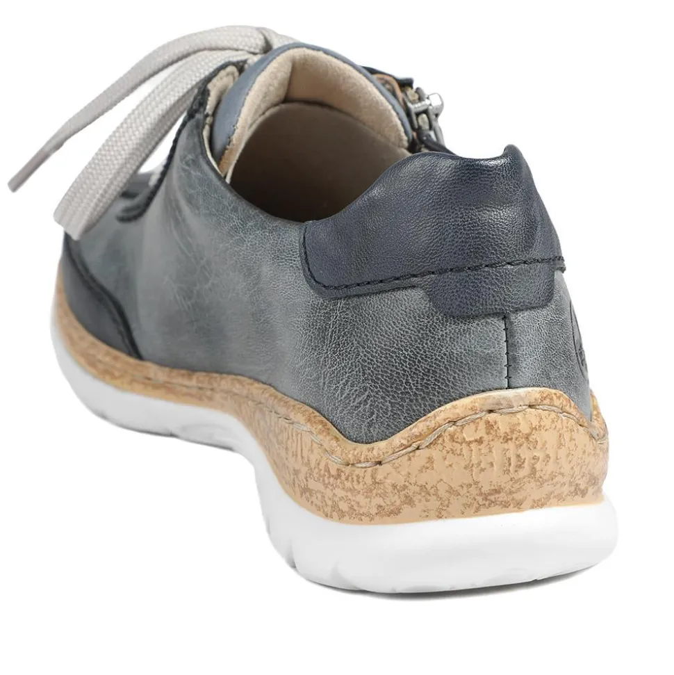 Rieker Memory Foam Zip & Lace Shoes - Navy