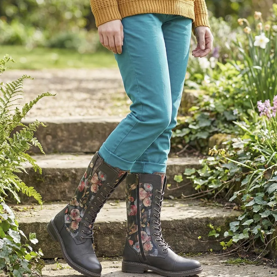 Rieker Multi Zip Calf Length Boots - Black