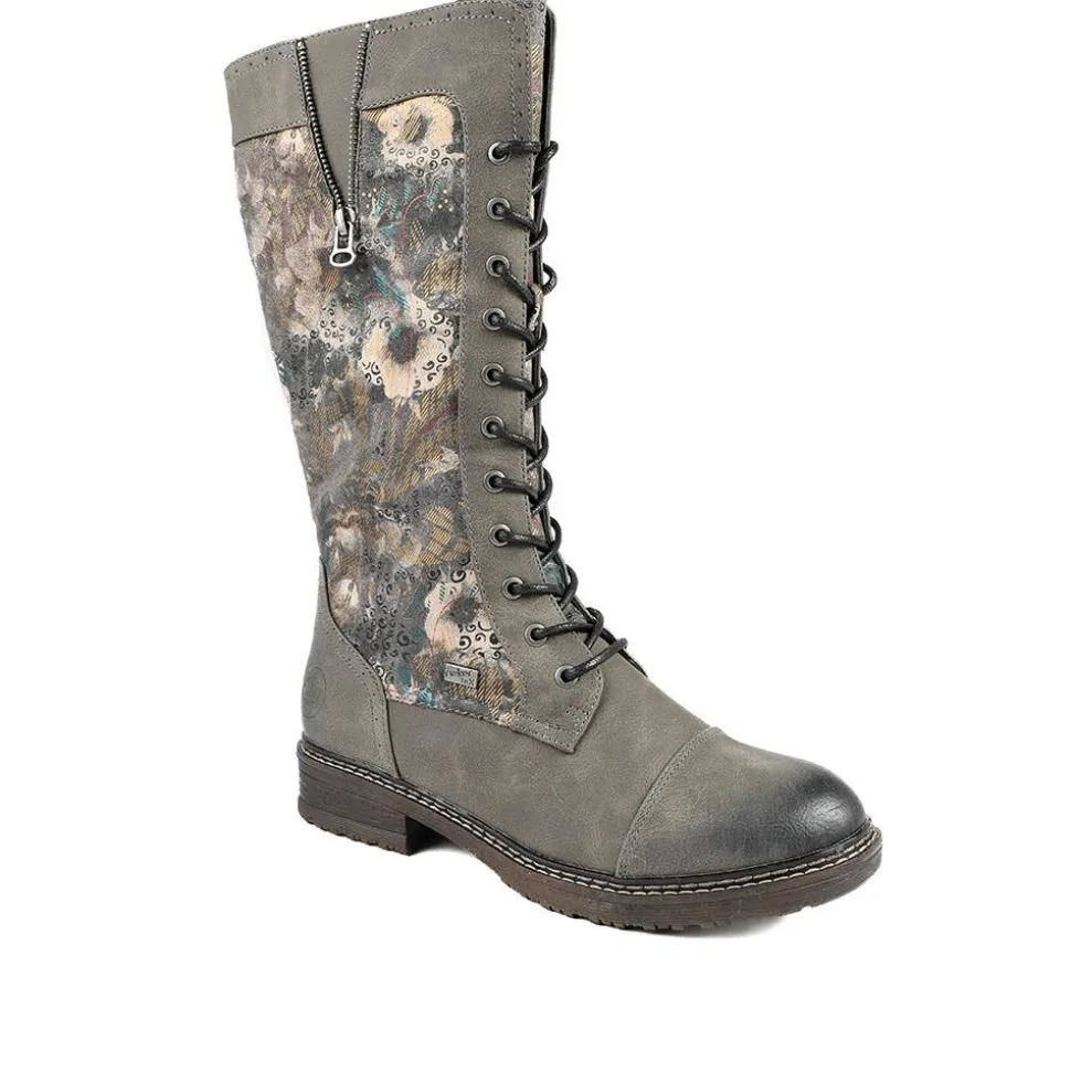 Rieker Multi Zip Calf Length Boots - Grey