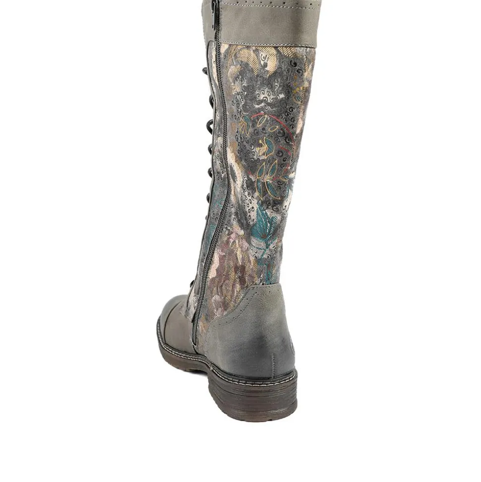 Rieker Multi Zip Calf Length Boots - Grey