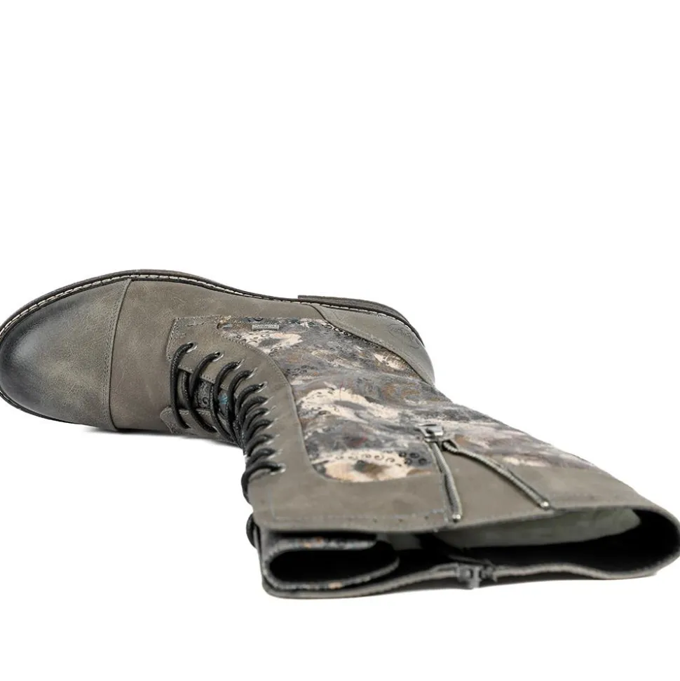 Rieker Multi Zip Calf Length Boots - Grey