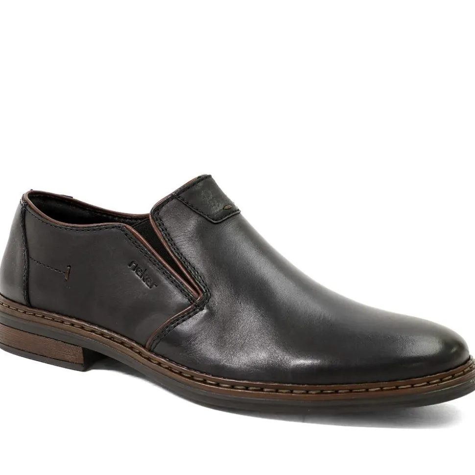 Rieker Smart Leather Slip On Shoes - Black