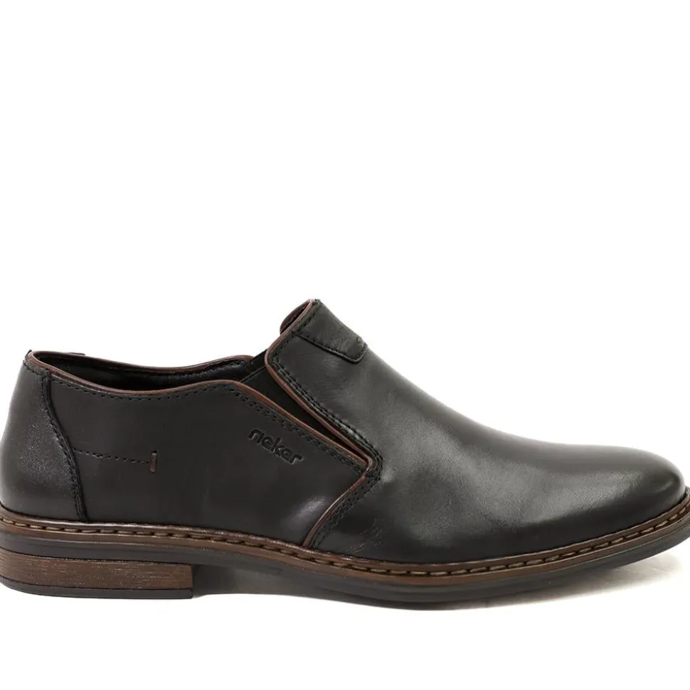 Rieker Smart Leather Slip On Shoes - Black
