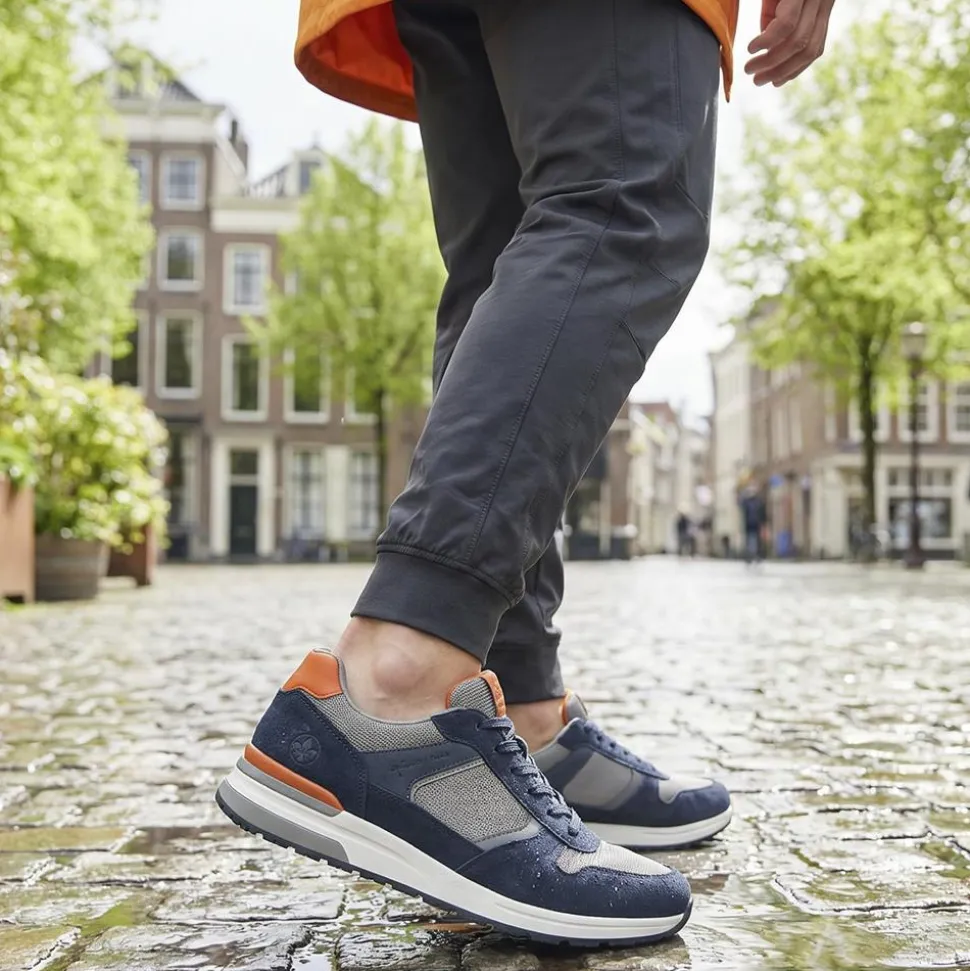 Rieker Sport Lace Up Trainers - Navy Multi