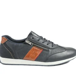 Rieker Titus Leather Zip Fastening Trainers - Navy