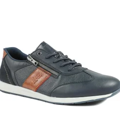 Rieker Titus Leather Zip Fastening Trainers - Navy