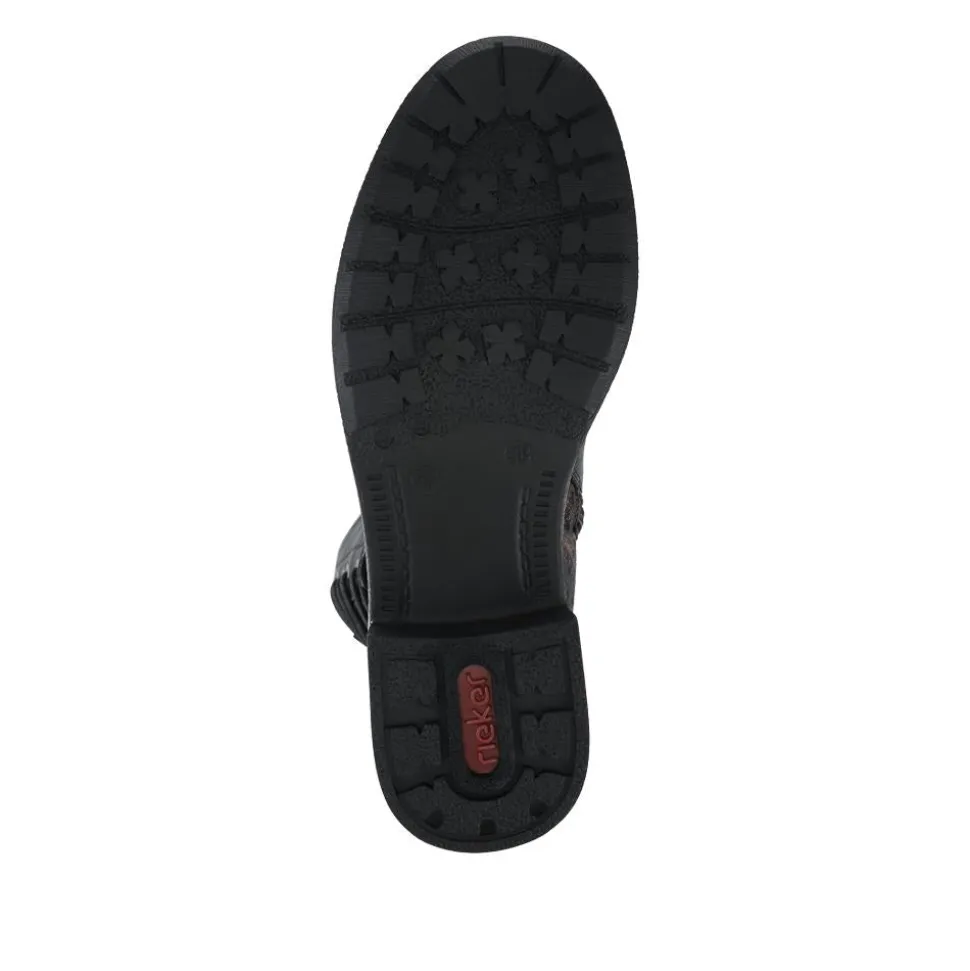 Rieker Water Resistant Zip Up Long Boots - Black