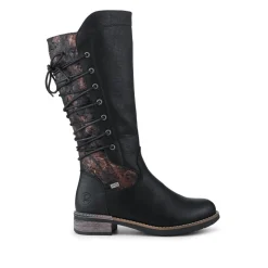 Rieker Water Resistant Zip Up Long Boots - Black
