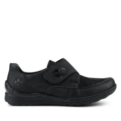 Rieker Wide Fit Cushioned Touch-Fasten Shoes - Black