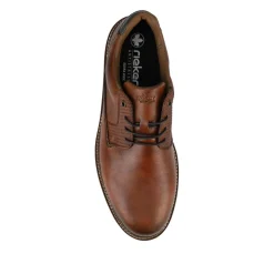 Rieker Wide Fit Leather Lace-Up Shoes - Tan