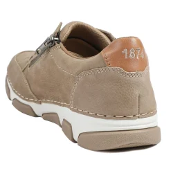 Rieker Wide Fit Leather Lace Up Trainers - Taupe