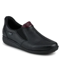 Rieker Wide Fit Leather Slip On Shoes - Black
