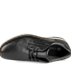 Rieker Wide Fit Leather Zip & Lace Shoes - Black