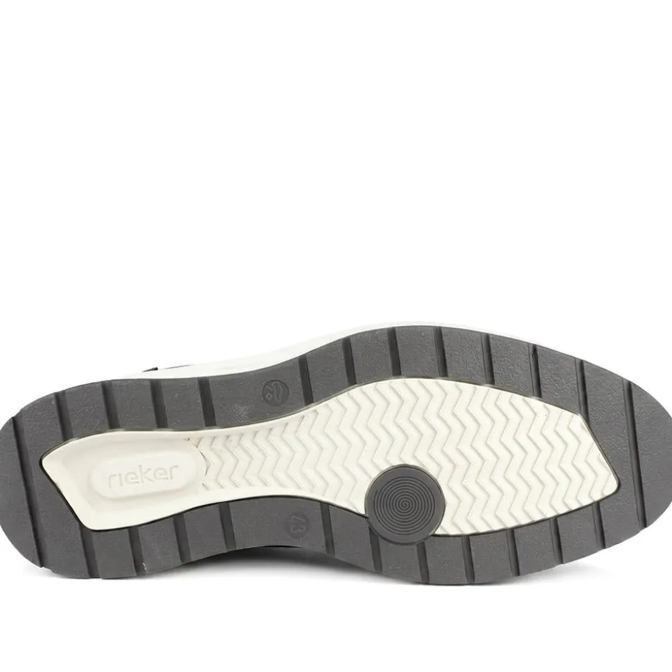 Rieker Wide Fit Leather Zip & Lace Shoes - Black