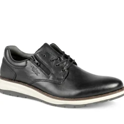 Rieker Wide Fit Leather Zip & Lace Shoes - Black