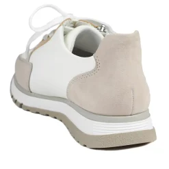Rieker Wide Fit Leather Zip & Lace Trainers - White Multi