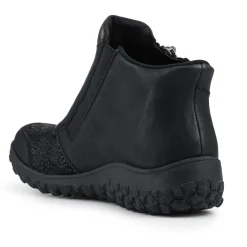 Rieker Wide Fit Leather Zipped Boots - Black