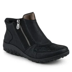 Rieker Wide Fit Leather Zipped Boots - Black