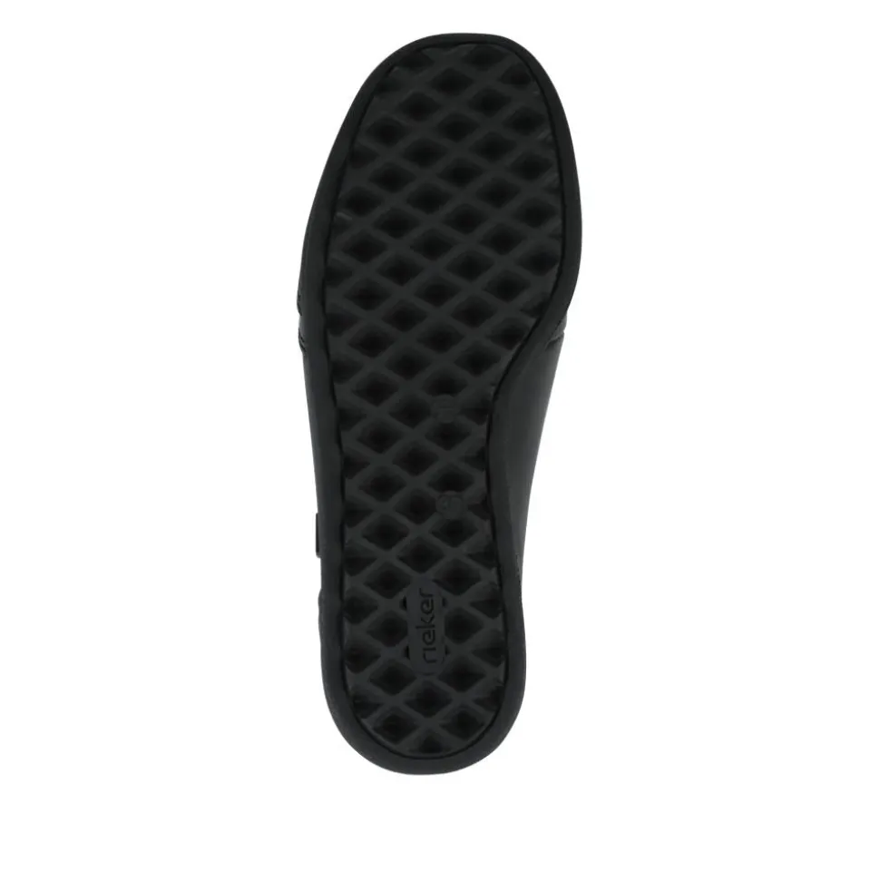 Rieker Wide Fit Leather Zipped Slip-Ons - Black