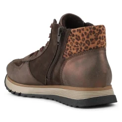 Rieker Wide Fit Leather Zip Up Trainers - Brown Multi