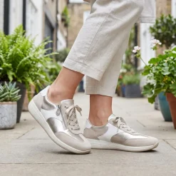 Rieker Wide Fit Multi Tone Trainers - Beige-White
