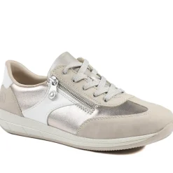 Rieker Wide Fit Multi Tone Trainers - Beige-White