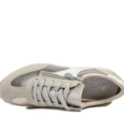 Rieker Wide Fit Multi Tone Trainers - Beige-White