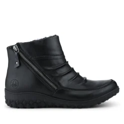 Rieker Wide Fit Zip Up Ankle Boots - Black