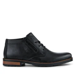 Rieker Zip & Lace Leather Shoes - Black