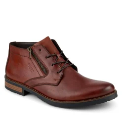 Rieker Zip & Lace Leather Shoes - Tan