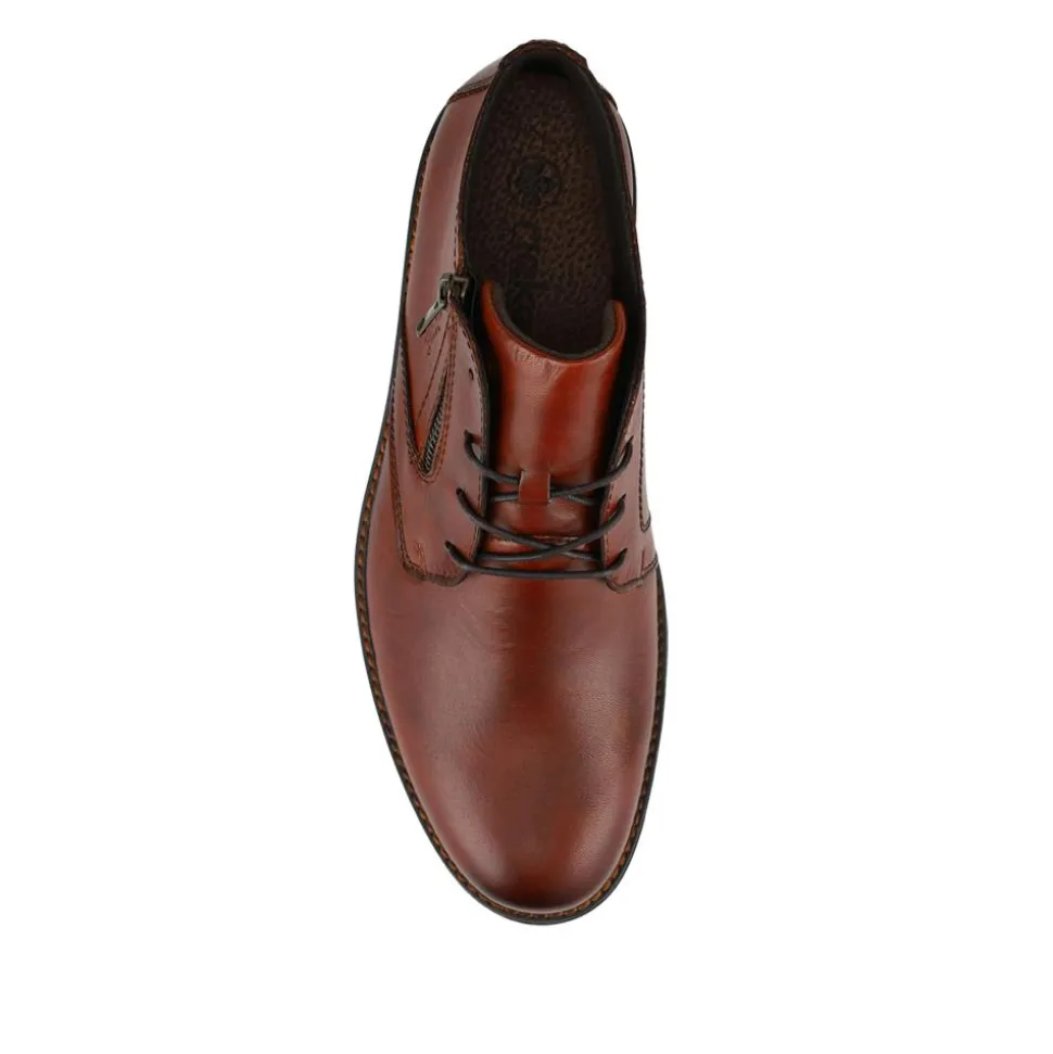 Rieker Zip & Lace Leather Shoes - Tan