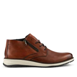 Rieker Zip & Lace Leather Smart Shoes - Tan