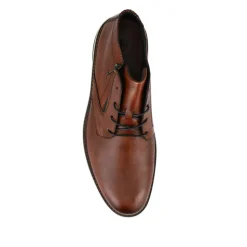 Rieker Zip & Lace Leather Smart Shoes - Tan