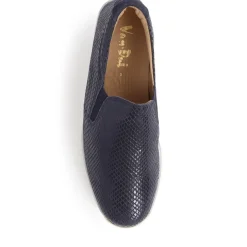 Ripple Slip-on Wedge Shoes - Navy Metallic