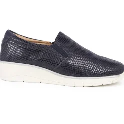 Ripple Slip-on Wedge Shoes - Navy Metallic
