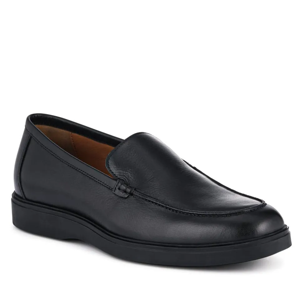 Roderick Leather Slip-Ons - Black Grain