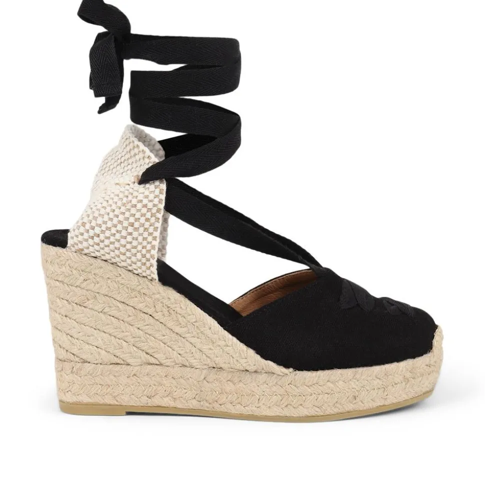 Rosabelle Lace Detail Espadrilles - Black