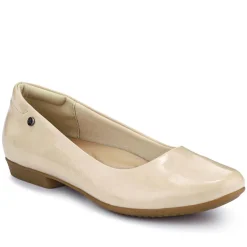 Rounded-Toe Ballet Flats - Nude Patent