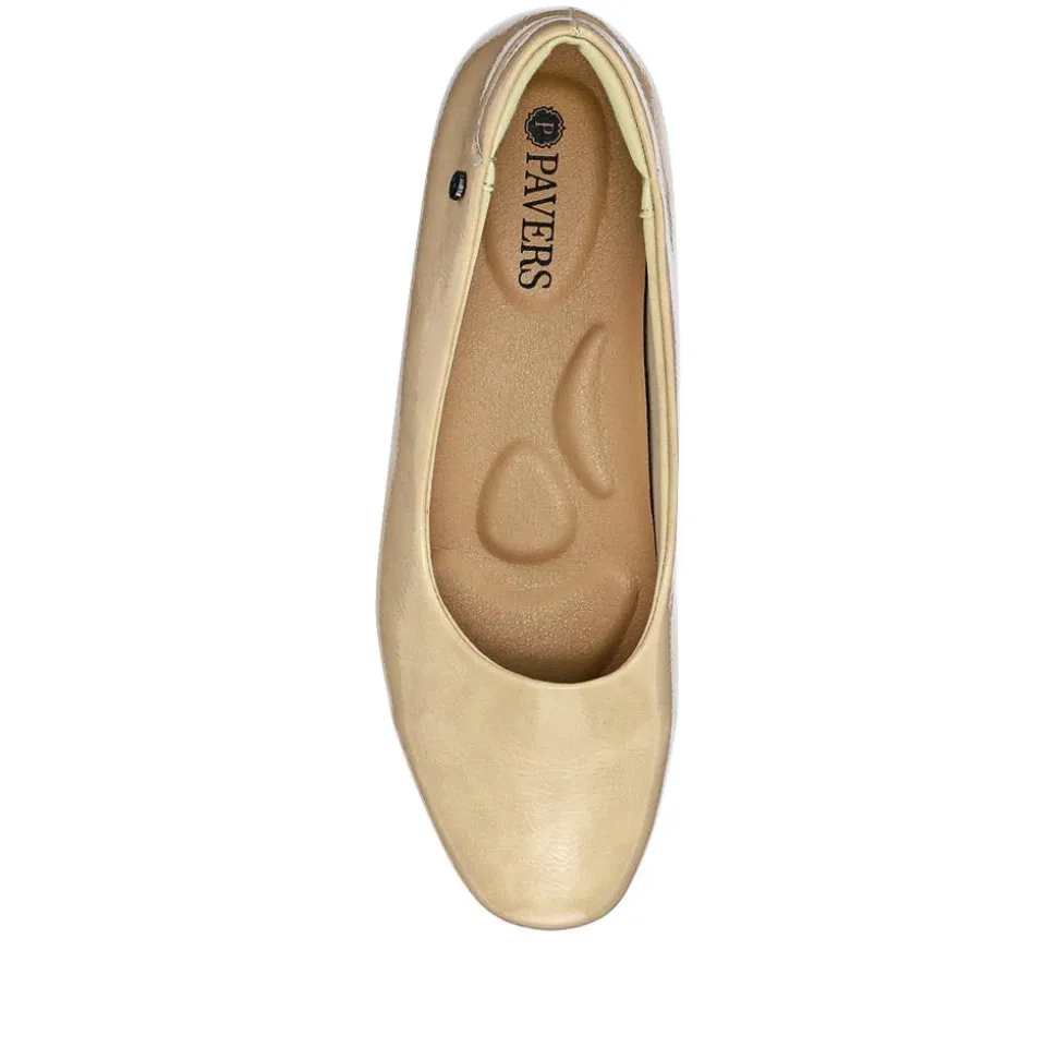 Rounded-Toe Ballet Flats - Nude Patent