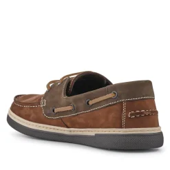 Rubber Soled Leather Boat Shoes - Brown