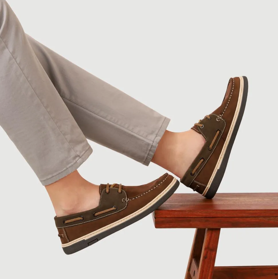 Rubber Soled Leather Boat Shoes - Brown