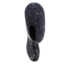 Rubber Waterproof Wellies - Black Floral