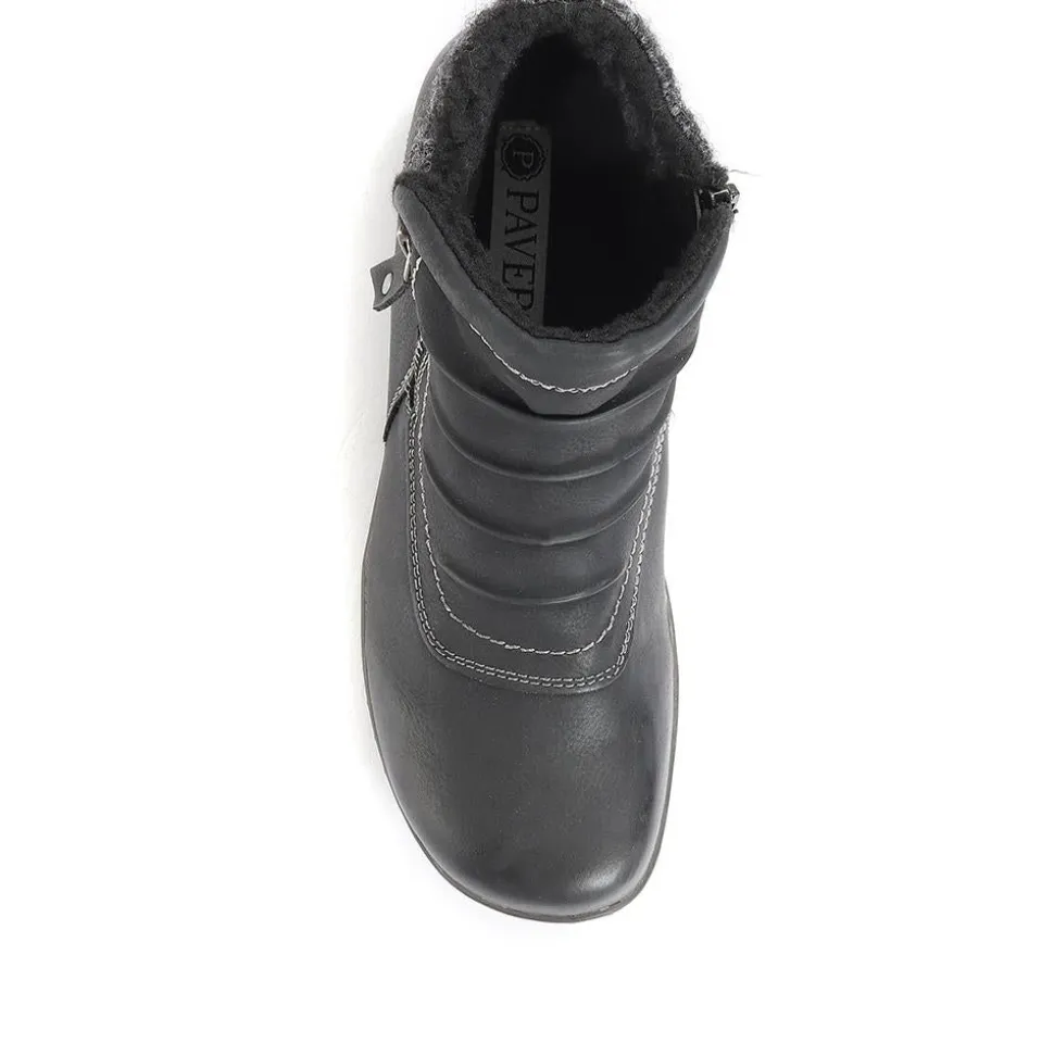 Ruched Ankle Boots - Black