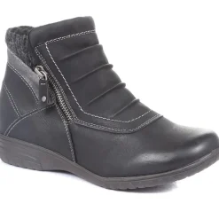 Ruched Ankle Boots - Black