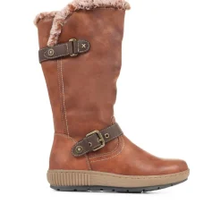 Ruched Calf Boot - Brown