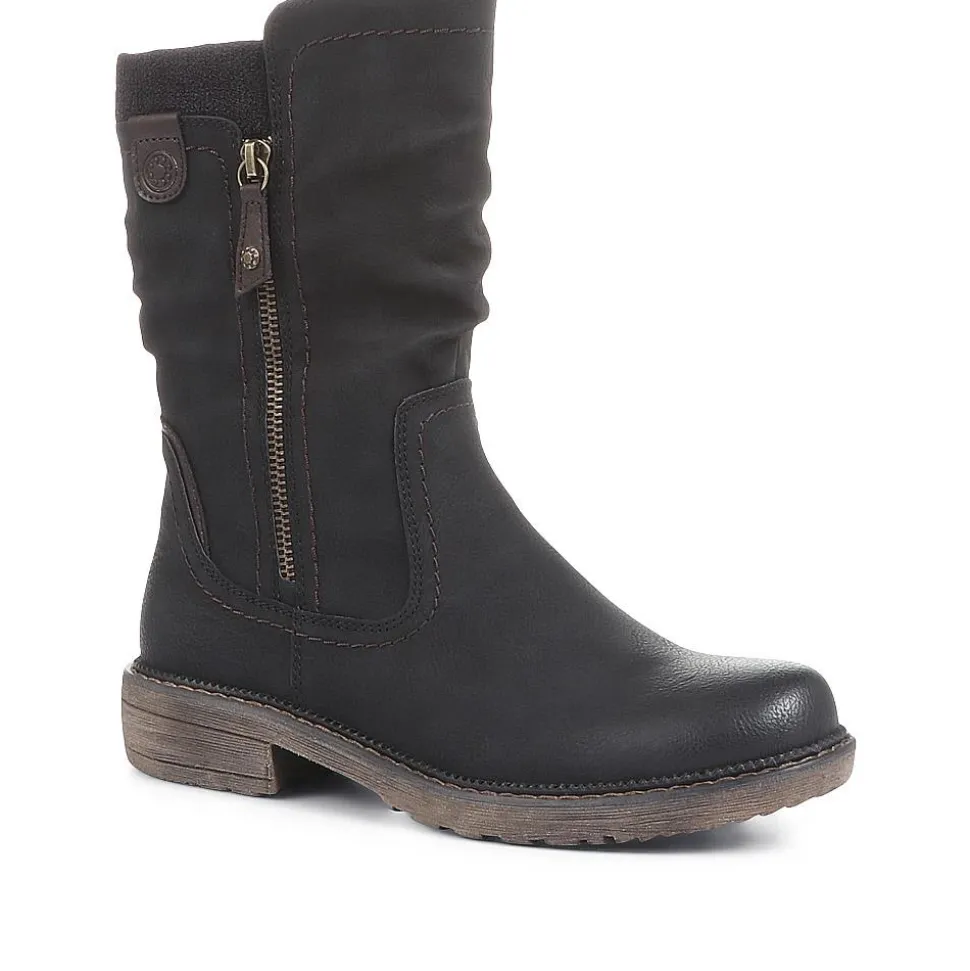 Ruched Calf Boots - Black