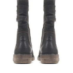 Ruched Calf Boots - Black