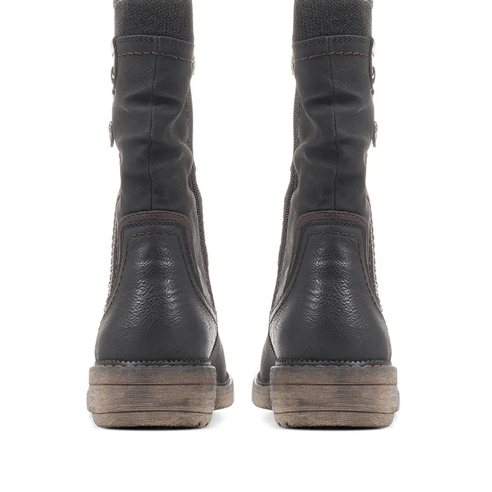 Ruched Calf Boots - Black